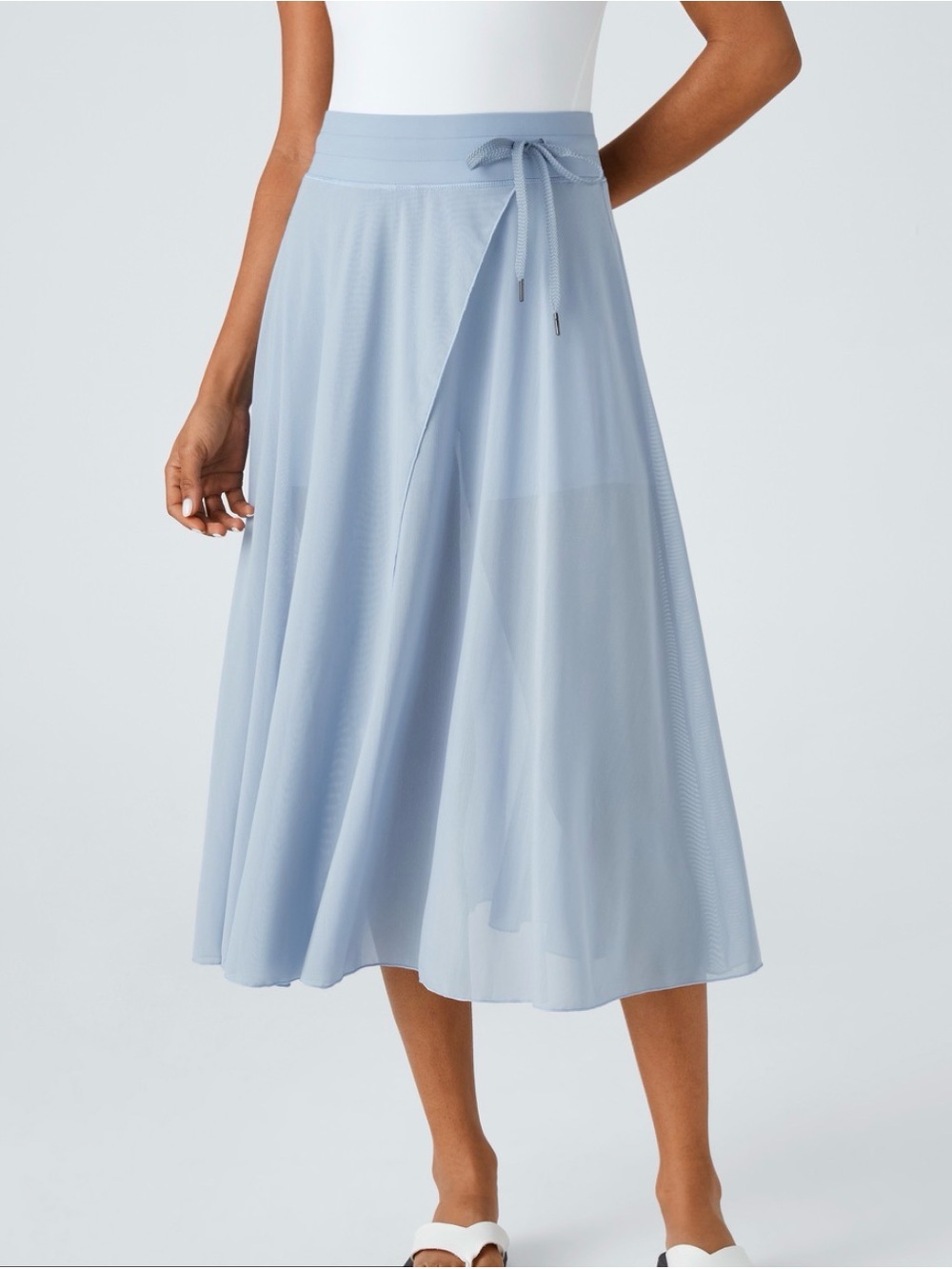 Halara Breezeful High Waisted Split 2-in-1 Flowy Mesh Maxi Skort Powder Blue L